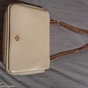 Tory Burch Cream Leather Shoulder Bag